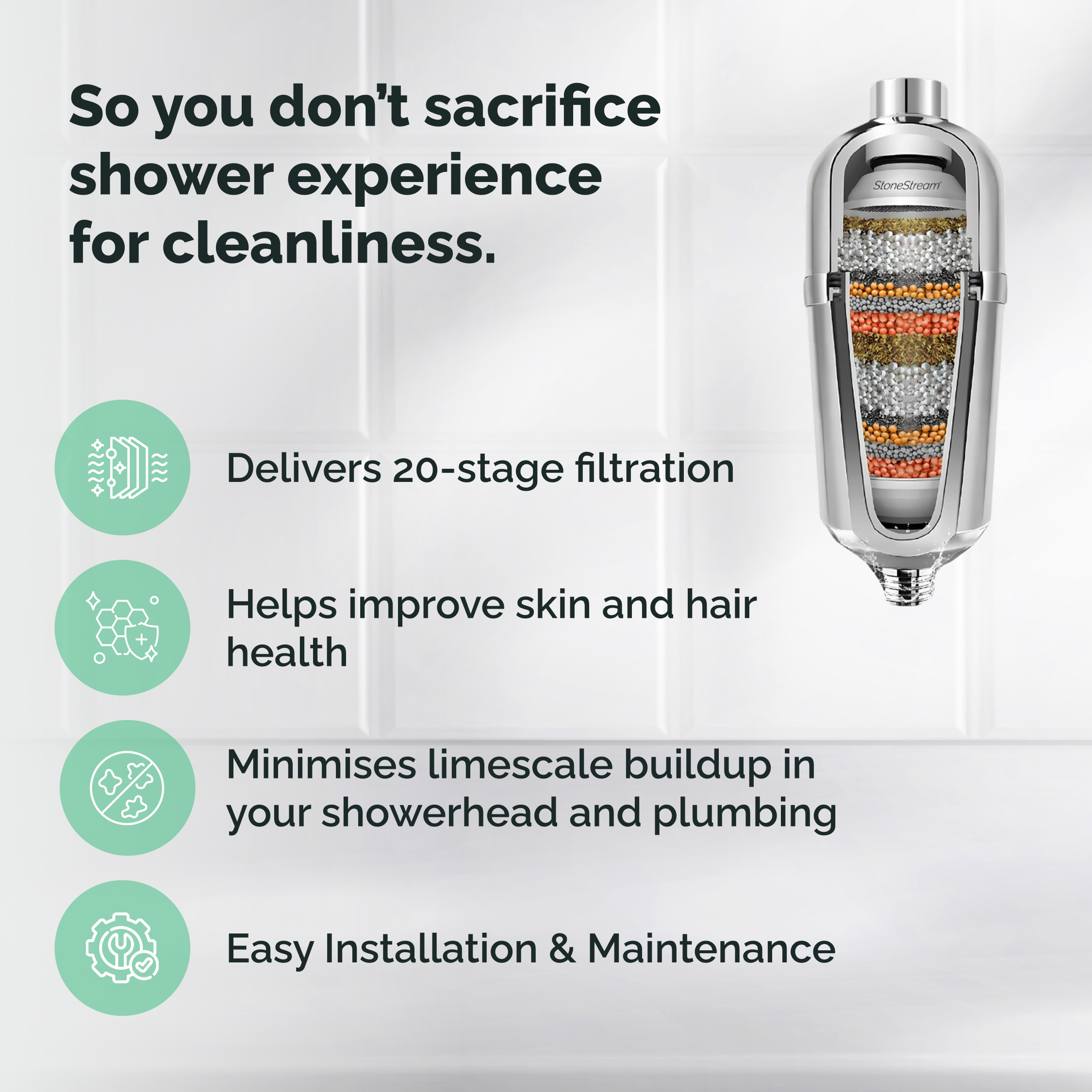 Pokročilý sprchový filtr pro tvrdou vodu