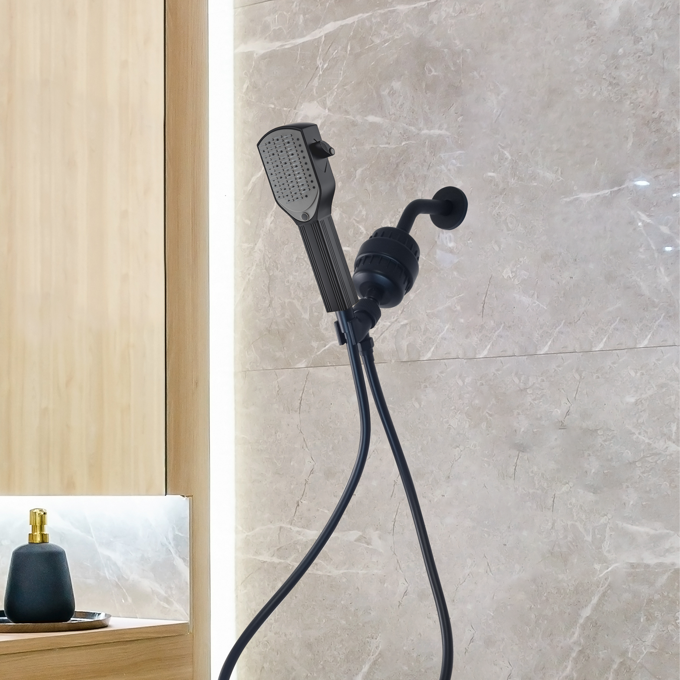 Detangler Comb Showerhead Complete Shower Kit