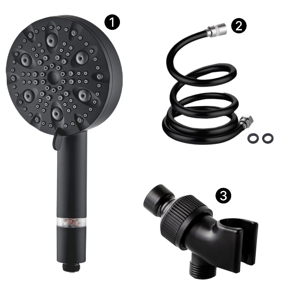 Luxe 9 Mode Showerhead Shower Essentials Kit Black