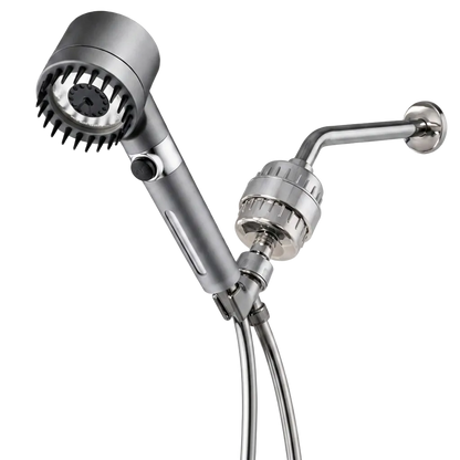Ultimate Massage Complete Shower Kit in grey, front view